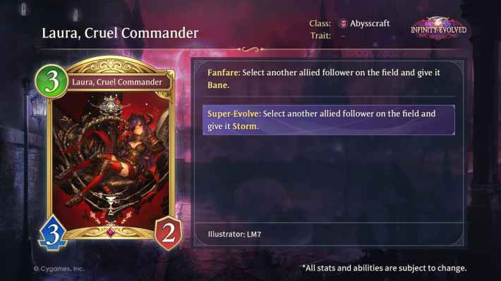 Laura, Cruel Commander Infinity Evolved Card