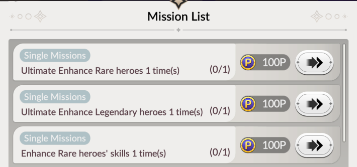 Daily Point Mission List