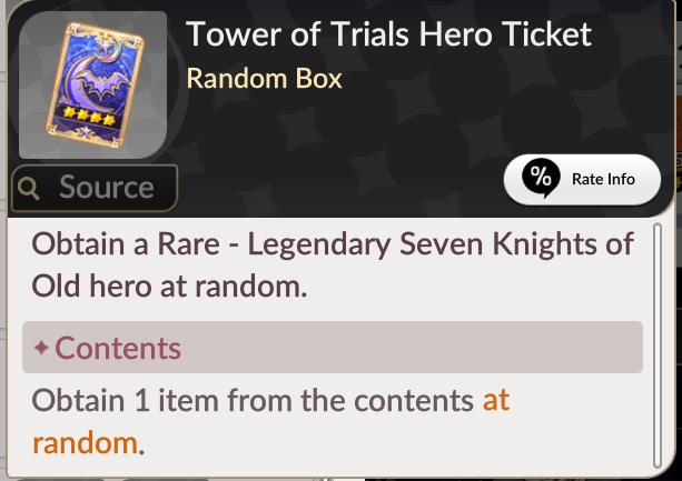 Tower of Trials Hero Ticket Can Be Obtained