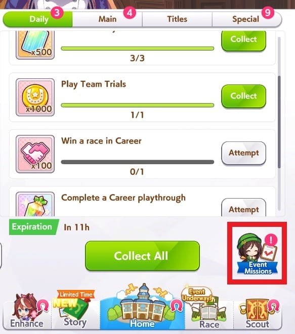 Event-Limited Mission Reward