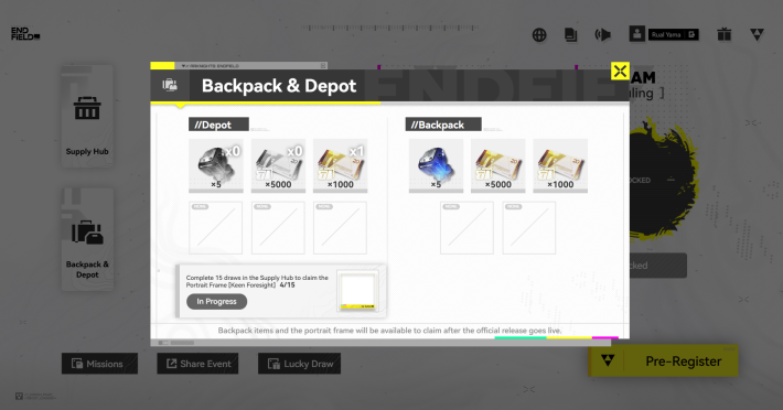 Pre Draw Event Select 5 items 