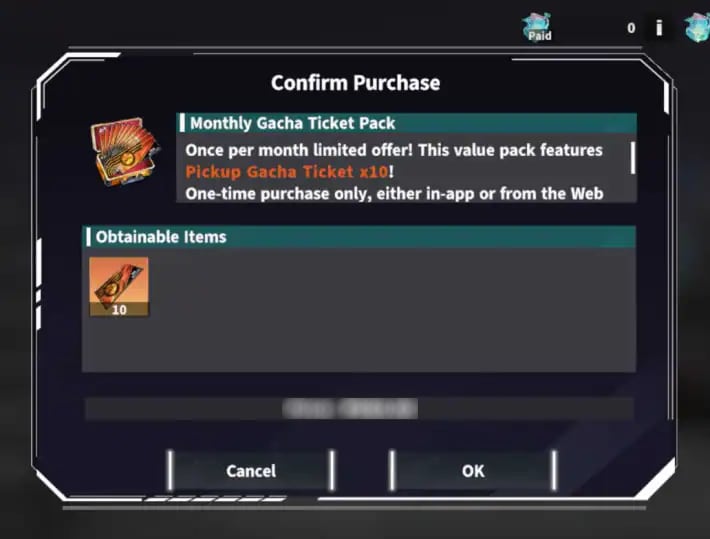 Monthly Gacha Ticket Pack