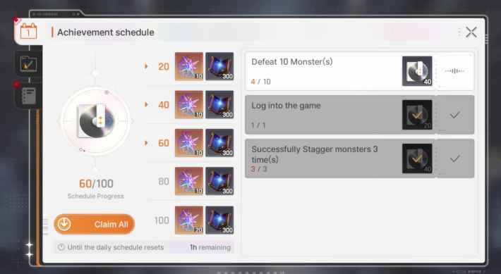 Chaos Zero Nightmare Achievement Schedule