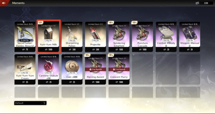 Yum-Yum Milk is purchased from Memento Shop