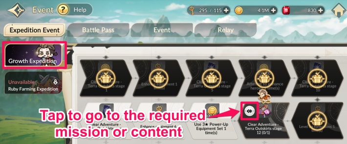 Growth Expedition Tap to be Redirected to the Mission