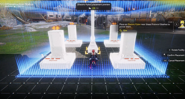 วางเสาไฟฟ้า (Electric Pylon) ใกล้กับ Protocol Stash