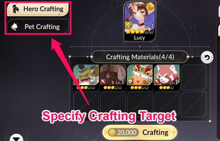Specify Crafting Target