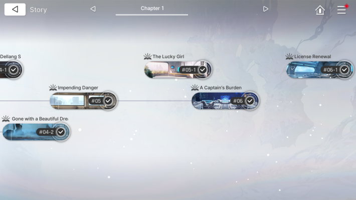 Chaos Zero Nightmare Chapter 1 Mission Select Screen