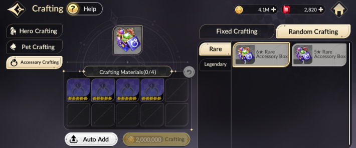 Accessory Random Crafting