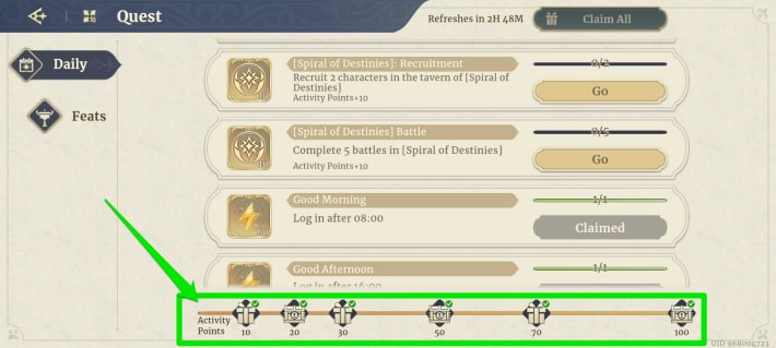 Sword of Convallaria (SoC) - Activity Points
