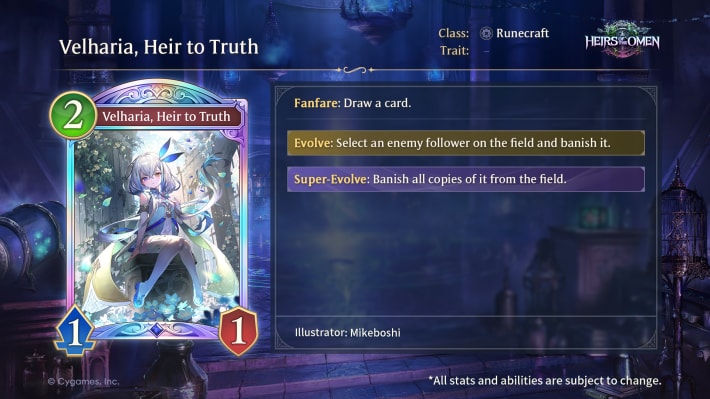 Velharia Heir to Truth Card Overview