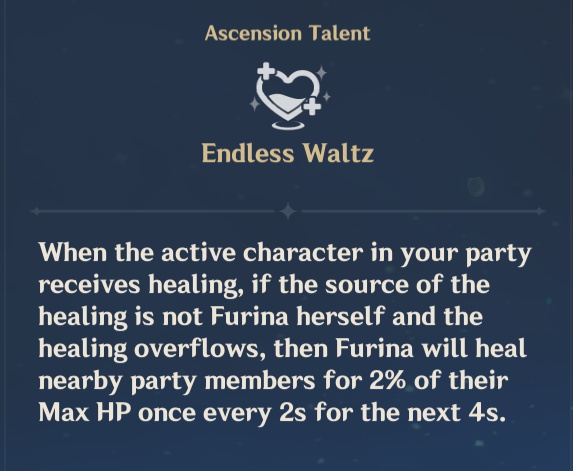 Healing Overflow can heal characters not on the field.