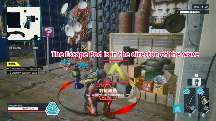 Let It Die Yellow Wave Indicates the Direction of the Escape Pod