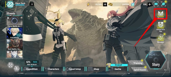 Kaiju no. 8 9 (K8) - Daily Missions Screen