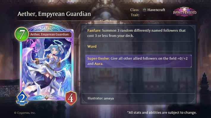 Aether, Empyrean Guardian Infinity Evolved Card