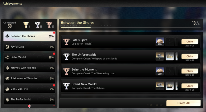 Duet Night Abyss Achievements