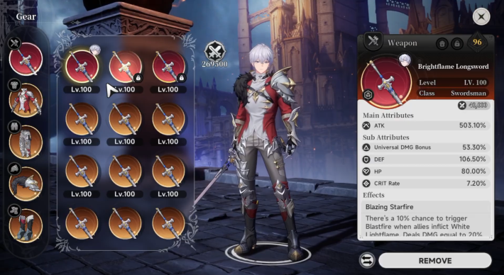 NTE 999 Nights Gear Screen