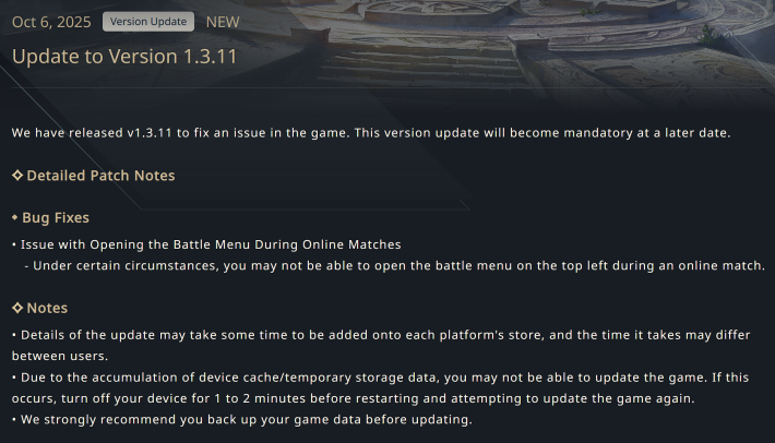 Shadowverse Worlds Beyond Version Update 1311