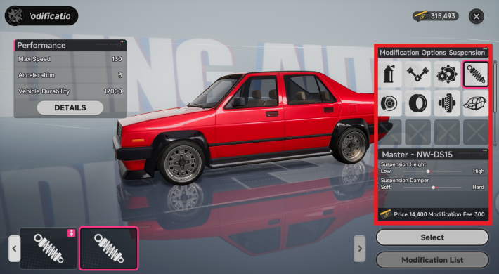 NTE Modifying Car Suspension