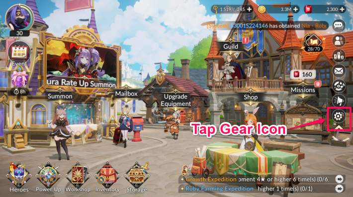 Gear Icon Settings