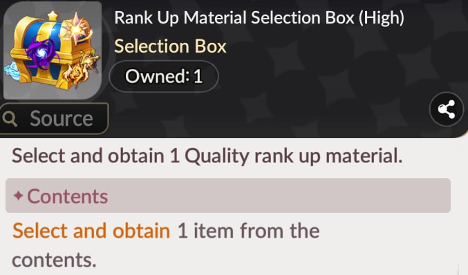 Rank Up Material Selection Box High