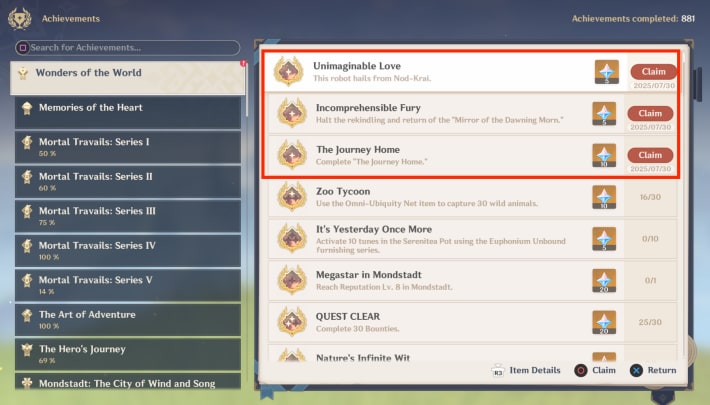The Journey Home Archon Quest achievement