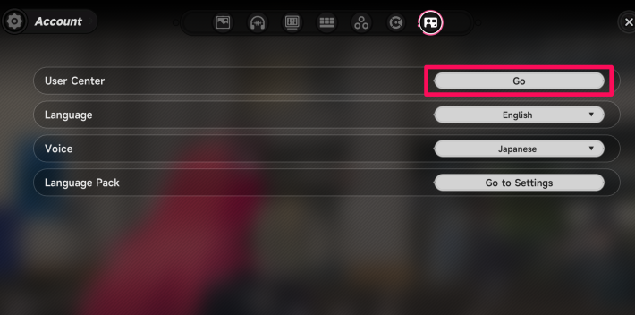 Choose Go on User Center