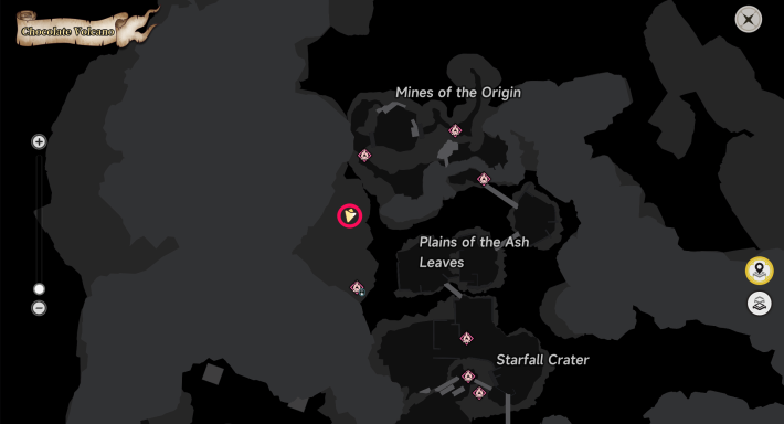 Mapa de ubicación 1 del pasaje oculto en el Volcán de Chocolate de NTE