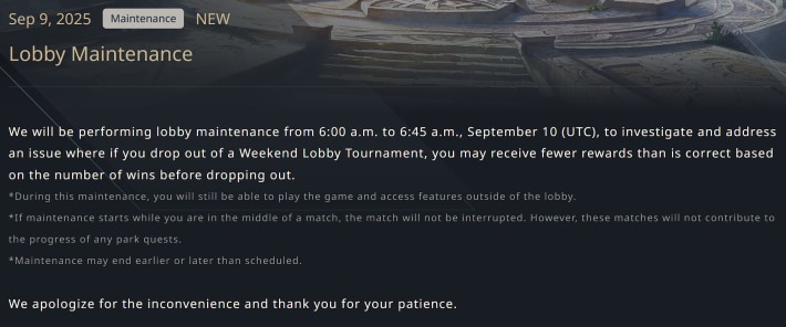 Lobby Maintenance September 9