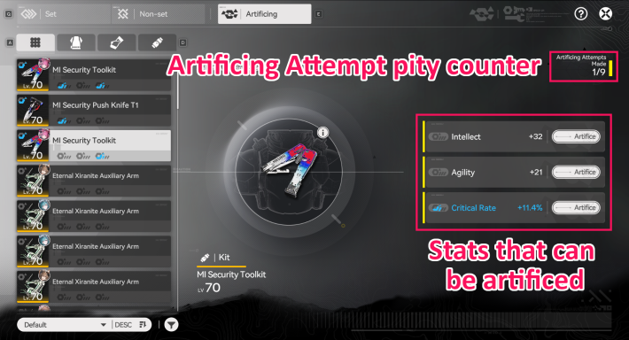 Artificio de equipo de Endfield
