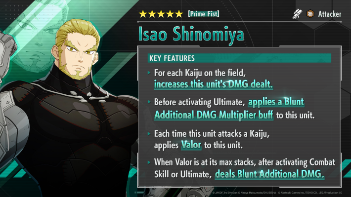 Kaiju No. 8 The Game Isao Shinomiya Prime Fist Details