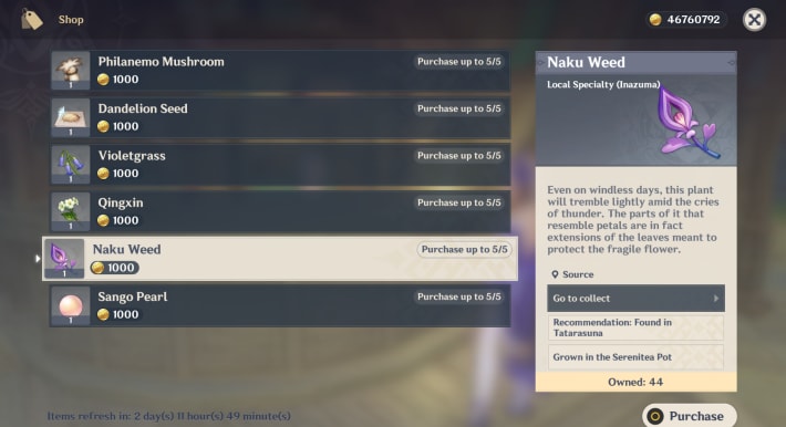 Purchase From NPCs
