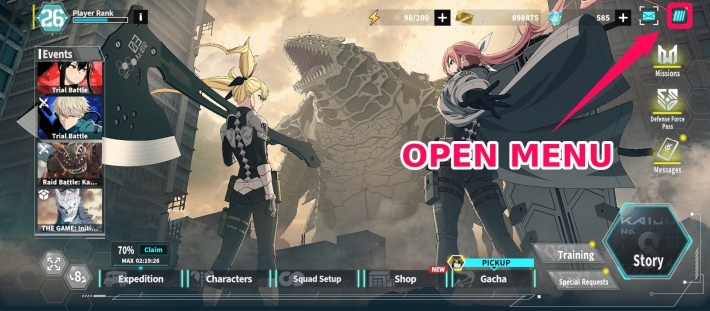 Kaiju No. 8 Synthesis Menu